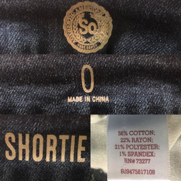3/$25 SO Raw Hem Distressed Denim Shortie Short - Picture 5 of 9